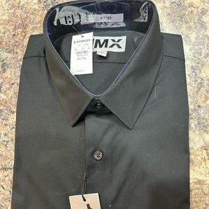 NWT Express 1MX fitted shirt. XL 17-171/2 long sleeve black shirt